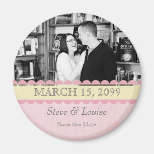 Pink & Lemon Hochzeit Speichern Sie das Date Foto Magnet