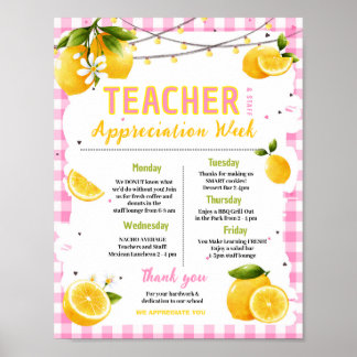 Pink Lemon Lehrkräfte-Woche Itinerary Poster