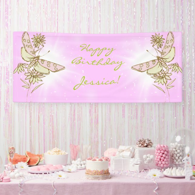 Pink Lemon Lime Schmetterlingsbanner Banner (Party)