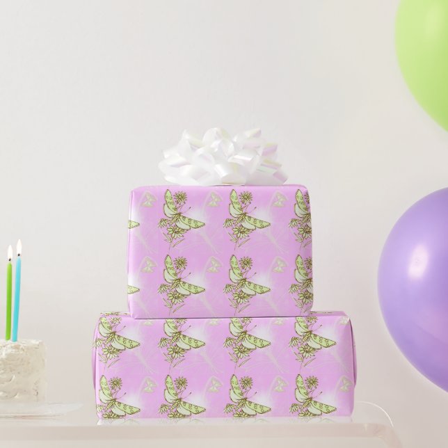 Pink Lemon Limon Butterfly Wrapping Paper Geschenkpapier (Partygeschenke)