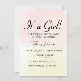 Pink Lemon Pastel Ombre mit einer Girl Baby Dusche Einladung