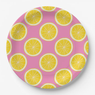 Pink Lemon Print Throw Kissen Pappteller