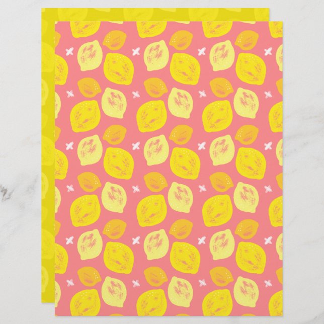 Pink Lemon Scrapbook Paper (Vorne/Hinten)