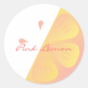 Pink Lemon Slice Runder Aufkleber