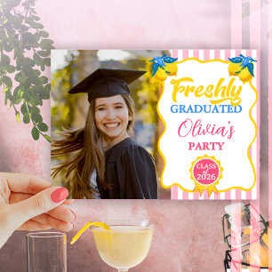Pink Lemonade Absolventenfoto & QR-Code Einladung