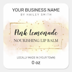 Pink Lemonade Aroma Pastel Pink Gelbe Lippe Balsam Quadratischer Aufkleber