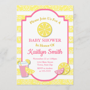 Pink Lemonade Babydusche Einladung Lemon