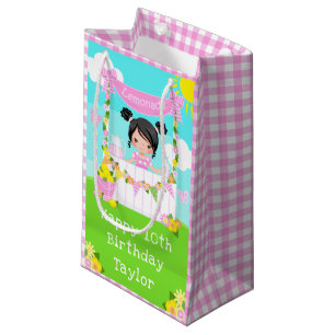 Pink Lemonade Black Hair Girl Happy Birthday Kleine Geschenktüte
