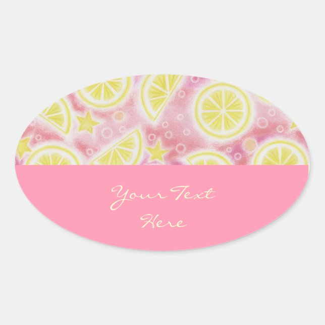 Pink Lemonade 'Dein Text' Aufkleber oval pink (Vorderseite)