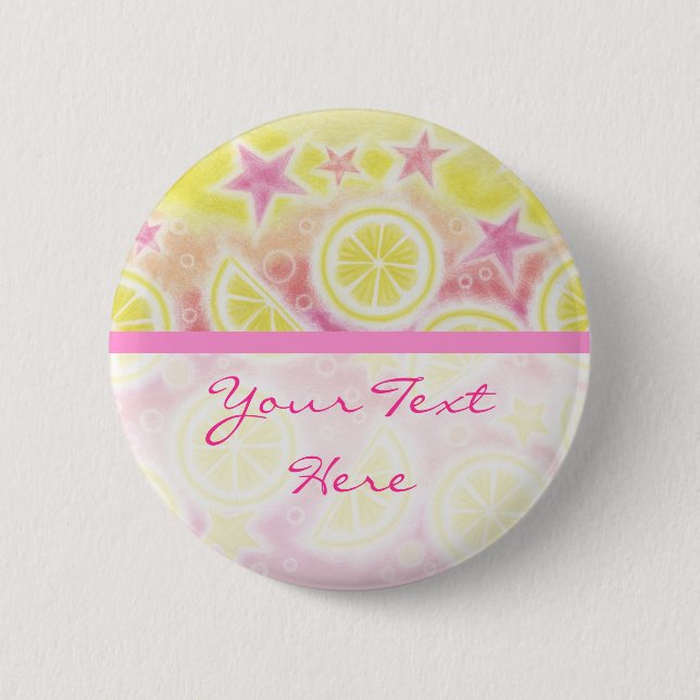 Pink Lemonade 'Dein Text' Taste Abzeichen Streifen Button (Vorderseite)