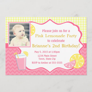 Pink Lemonade Geburtstags Einladung 12x18 Foto-Kar
