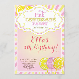 Pink Lemonade Geburtstagsparty Einladungen