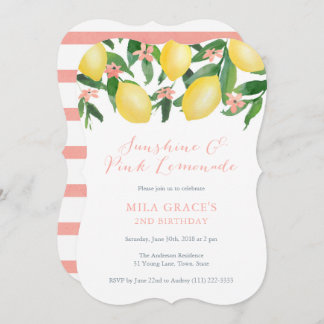 Pink Lemonade Girl Lemons Geburtstagsparty Einladung