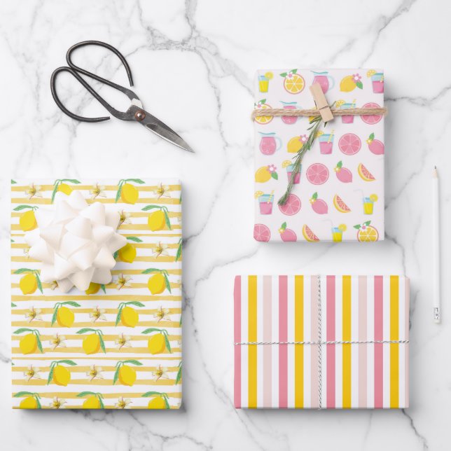 Pink Lemonade Lemons Amalfi Italien Geschenkpapier Set (Vorderseite)