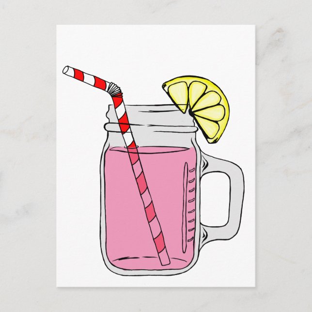 Pink Lemonade Mason Jar Postkarte (Vorderseite)