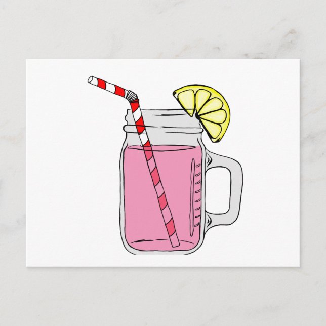 Pink Lemonade Mason Jar Postkarte (Vorderseite)