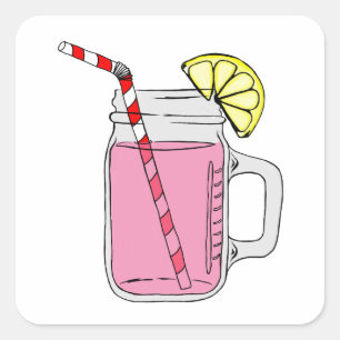 Pink Lemonade Mason Jar Quadratischer Aufkleber