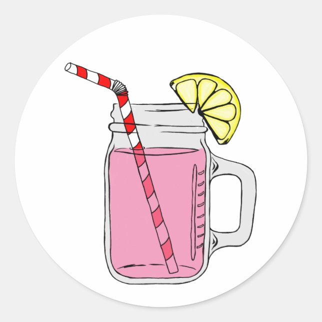 Pink Lemonade Mason Jar Runder Aufkleber (Vorderseite)
