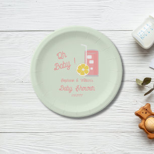Pink Lemonade Modern Oh Baby Shower Party  Pappteller