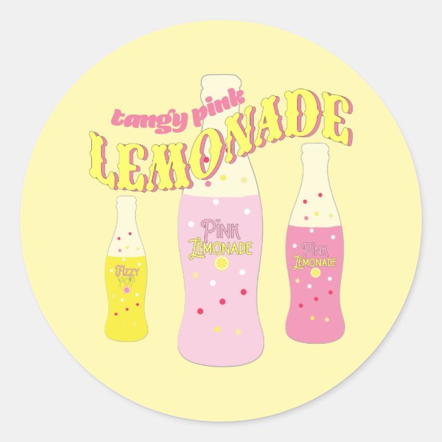 Pink Lemonade Party Runder Aufkleber (Vorderseite)