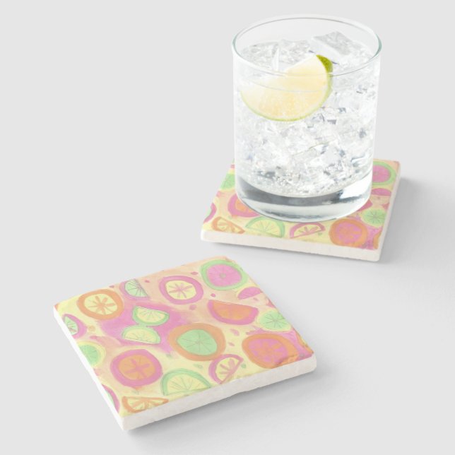 Pink Lemonade Pattern Steinuntersetzer (Seitenansicht)