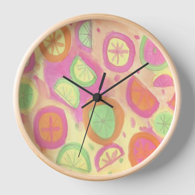 Pink Lemonade Pattern Wanduhr (Vorderseite)