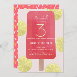 Pink Lemonade Popsicle Girl Birthday Einladung