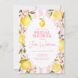 Pink Lemonade Sommer Floral Zitronen Brautparty Einladung