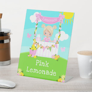 Pink Lemonade Stand Birthday Blonde Hair Girl Sockelschild