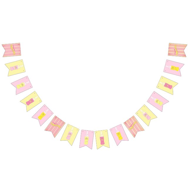 Pink Lemonade Vintage Soda Bottle Striped Summer Wimpelkette (Alle)