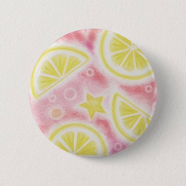 Pink Lemonade 'Zitronen' Abzeichen Button (Vorderseite)