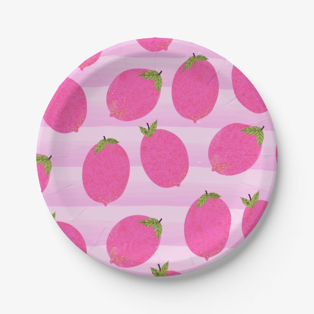 Pink Lemons Lemonade Summer Frucht Party Pappteller (Vorderseite)