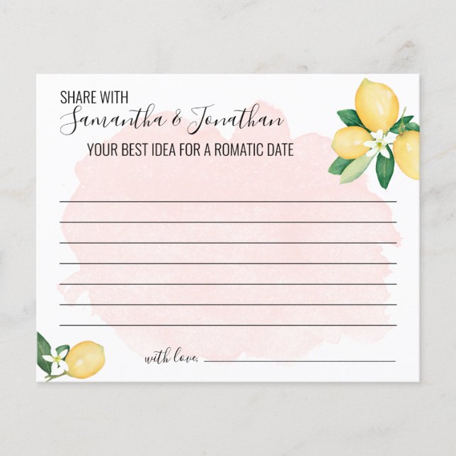 Pink Lemons Share a Date Ideo Shower Game Card Flyer (Vorne)