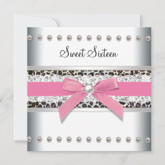 Pink Leopard 16 . Geburtstag Geburtstagspartei Einladung