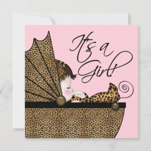 Pink Leopard Baby Girl Dusche Einladung