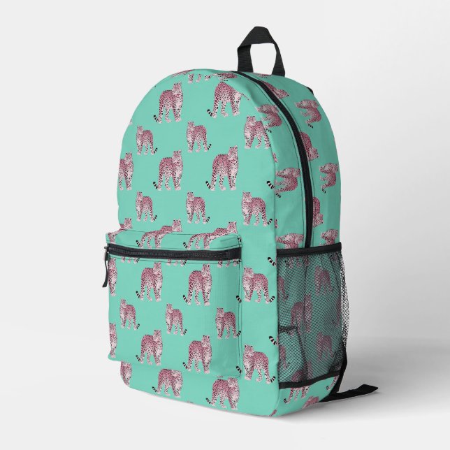 Pink Leopard Bedruckter Rucksack (Rückseitige Ecke Rechts)