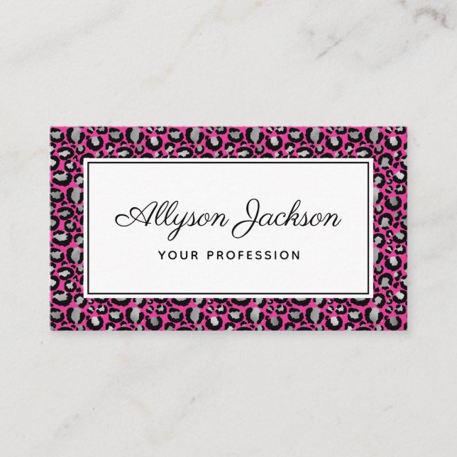 Pink Leopard Business Card Visitenkarte (Vorderseite)