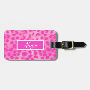 Pink Leopard Cheetah Animal Print Personalisiert Gepäckanhänger