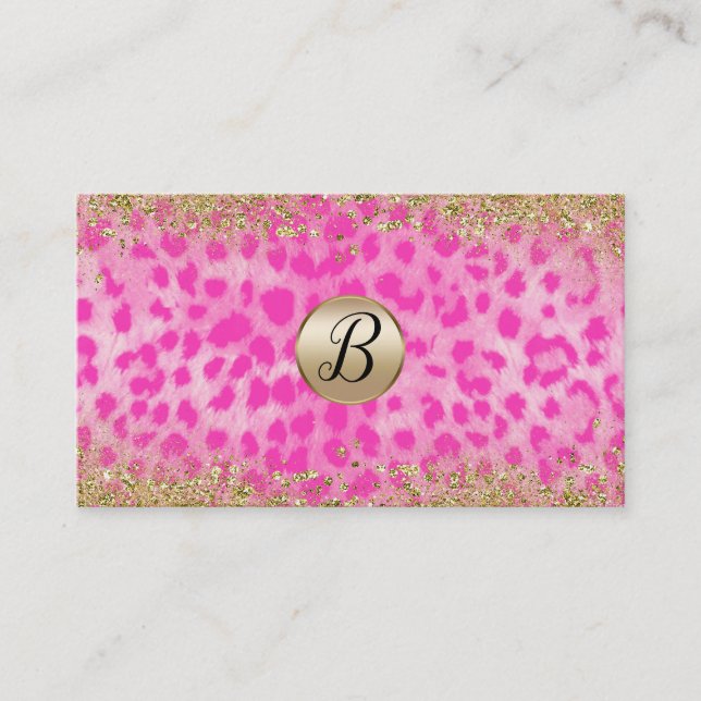 Pink Leopard Cheetah Gold Glitzer Kundenloytion Treuekarte (Vorderseite)