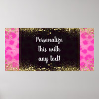 Pink Leopard Cheetah Print Gold Glitzer Banner