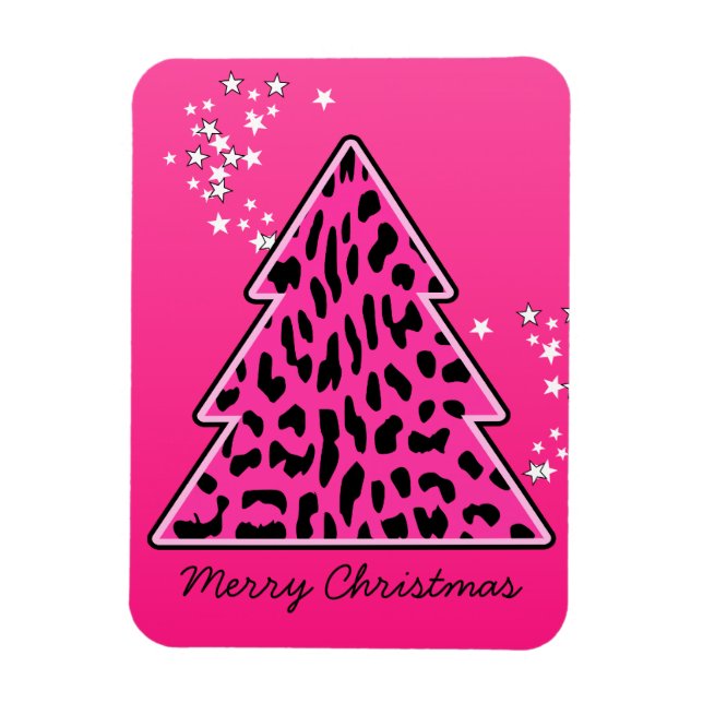 Pink Leopard Cheetah Weihnachtsbaum Magnet (Vertikal)