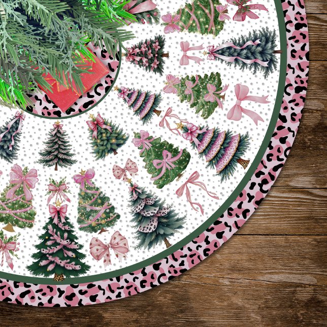 Pink leopard coquette christmas trees custom polyester weihnachtsbaumdecke (Von Creator hochgeladen)