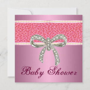 Pink Leopard Diamond Bow Kinderdusche Einladung