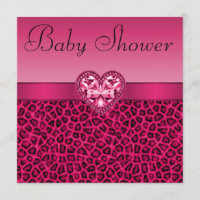 Pink-Leopard-Druck u. Bling Herz-Babyparty