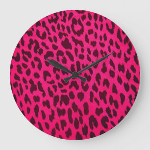 Pink-Leopard-Druck-Wanduhr Große Wanduhr