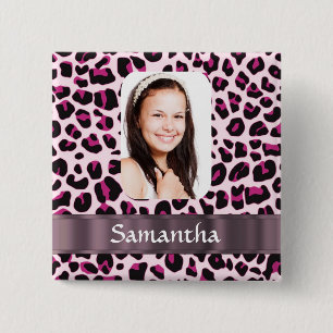 Pink Leopard-Druckvorlage Button
