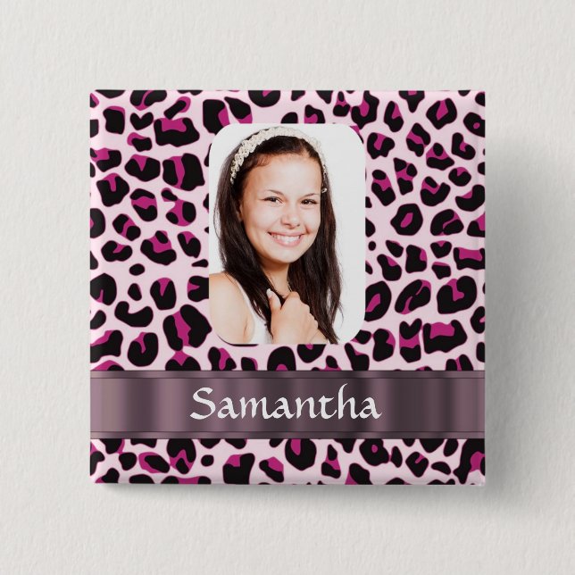 Pink Leopard-Druckvorlage Button (Vorderseite)