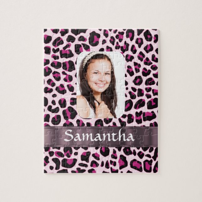 Pink Leopard-Druckvorlage Puzzle (Vertikal)