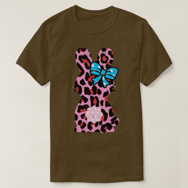 Pink Leopard Easter Bunny Ribbon Cute Rabbit Women T-Shirt (Design vorne)