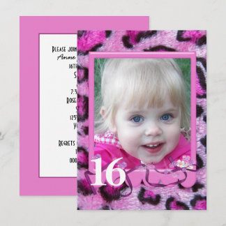 Pink Leopard Fur 16. Geburtstag Einladung